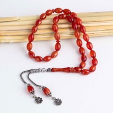 Gümüş Pazarım Beyzi Kesim Gümüş Imameli Ateş Kehribar Tesbih