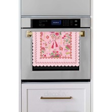 Love Bloom Kalpli Renkli Çiçekli Pembe Lazer Kesim Fırın Örtüsü