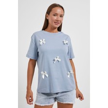 Armalıfe 3221 Fiyonk Detaylı Bis Yaka Kadın T-Shırt