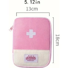 Pembe Taşınabilir Ilk Yardım Çantası, Seyahat ve Ev Için Düzenleyici Kit