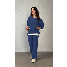 Ag Shoppings Kadın Kısa Kollu Omuzlardan Açık Yarasa Kollu Bürümcük Bluz ve Pantolon ve Viskon Atlet