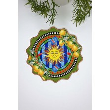 Sole Di Sicilia Güneş Desenli Yeşil Nakış Kenar Kokteyl Peçetesi 1 Adet