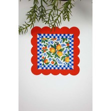 Limoncello Renkli Çerçeveli Dijital Baskılı Lazer Kesim Kokteyl Peçetesi 1 Adet