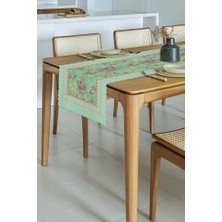 Love Bloom Kalpli Renkli Çiçekli Yeşil Lazer Kesim Runner