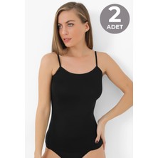 Arma Yıldız Kadın Siyah Bambu İp Askılı Atlet 2'li Paket Nefes Alabilir ve Yumuşak Kumaş