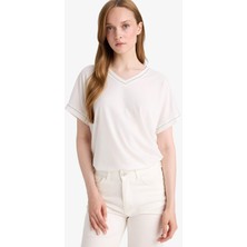 DeFacto V Yaka Kısa Kollu Tişört F8191AX25HS