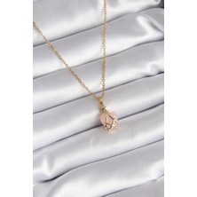 Sinerji Shop 316L Çelik Gold Renk Pembe Kalp Model Kadın Kolye - TJ-BKO8317