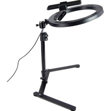 Driftwood Masaüstü LED Selfie Uzaktan Kumandalı Halka Işık, Telefon Standı Tutucu Daire Dolgulu Video Lambası, Tripod Standlı Kısılabilir USB Halka Işık (Yurt Dışından)