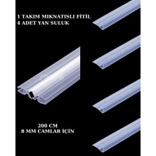 Duşakabin Mıknatıslı Fitil ve 4 Adet Suluk Fitil (F Fitil) 200 cm 8 mm Camlar Için