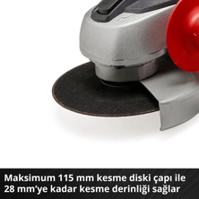 Einhell Akülü Avuç Taşlama TC-AG 18/115 Li Kit Power X-Change (18 V, 115 mm disk çapı, 28 mm kesme derinliği, softstart, 4.0 Ah akü ve şarj cihazı dahil) - 4431133