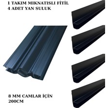Siyah Duşakabin Mıknatıs Takımı ve  4 adet Suluk Fitili 200 cm 8 mm Camlar Için