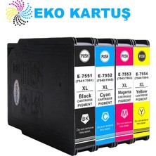 Eko Kartuş Epson T7551-T7552-T7553-T7554  4 Renk Muadil  Kartuş Seti