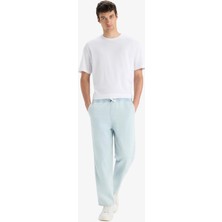 DeFacto %100 Pamuk Wide Leg Beli Bağcıklı Lastikli Geniş Paça Jean Pantolon C2045AX25AU