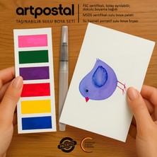 12´li "Taşınabilir Sulu Boya Seti" - 12 Kâğıt + 1 Fırça