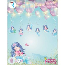 Deniz Kızı Temalı Lüks Tavan Sarkıt - Deniz Kızı 3D Lüks Tavan Sarkıt Süsü - Doğum Günü Parti Tavan Dekoru