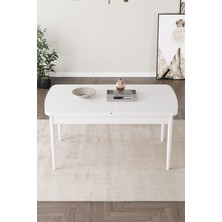 Mabel Beyaz 80X132 Açılabilir Mdf Masa Yemek Odası Takımı, Mutfak Takımı 4 Adet Sandalye