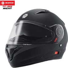 Scoyco FF-868 Çene Açılır Kask Güneş Vizörlü Night (Xl)