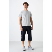 Tommy Life Lacivert - Beyaz Fermuar Cepli Standart Kalıp Klasik Paça Erkek Kapri - 83091