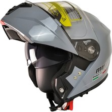 Mts M-966 Çene Açılır Kask Güneş Vizörlü Grey (M)