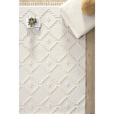 Eliz Home Krem Renk İskandinav Dokuma Halı Yolluk Kaymaz Tabanlı 80 x 300 cm