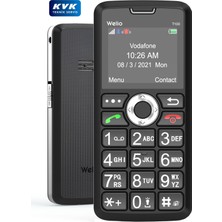 Welio Wkey T100 Tuşlu Kamerasız Asker/Yaşlı Cep Telefonu Siyah