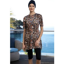 Kısa Kollu Yarı Kapalı Mayo 24814 Siyah