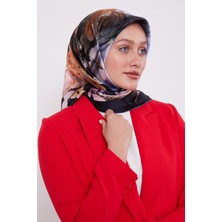 Lêvi D'or Koyu Lacivert Çiçek Desen Sura İpek Eşarp