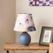 Hmy Design Tavora Handmade Abajur Mavi Renkli Seramik Kumaş Malzeme Salon Kullanımı İçin