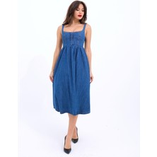 7143 Kot Elbise-Mavi