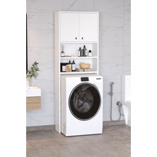 Plato Çamaşır Makinesi Dolabı 4 Raflı 2 Kapaklı Çamaşır Makinesi Dolabı Banyo Dolabı