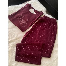 Charme Milan Kadın Kısa Kol Kaprili Kalp ve Puantiyeli Romantk Pijama Takımı