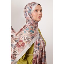 Kum Petunya Desen Hint Ipeği Şal