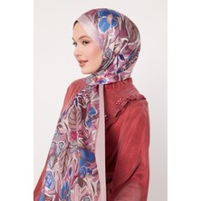 Gül Petunya Desen Hint Ipeği Şal