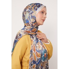 A.bej Petunya Desen Hint Ipeği Şal