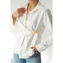 Bağlamalı Gömlek - Ekru