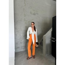 Bel Lastik Detaylı Modal Kumaş Pantolon - Orange