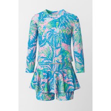 Etek Detaylı Kız Çocuk Desenli Mayo 3-10 Yaş 11920