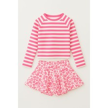 Etek Detaylı Kız Çocuk Desenli Mayo 3-10 Yaş 11919