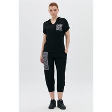 Polo Yaka Taşlı Garni Cepli T-Shirt