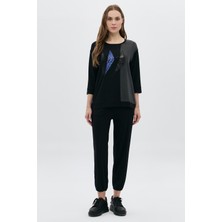 Desenli Bsn Taşlı Truvakar T-Shirt