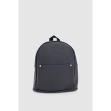 Furne Dış Bölmeli Dokulu Mini Sırt Çantası Siyah