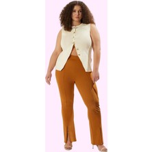 Kadın Ispanyol Paça Flare Pantolon Yüksek Bel Kemersiz Günlük Kombinler Yaz Aylarının Vazgeçilmezi