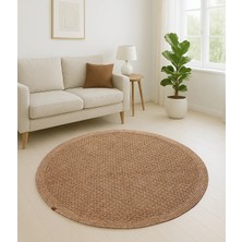 Boho 03 Naturel Yuvarlak Jüt Halı Yolluk Jüt Taban Jüt Kilim Hasır Halı Otantik Bohem Halı
