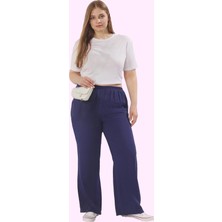 Kadın Geniş Paça Yüksek Bel Pantolon Düz Desenli Rahat Günlük Kullanım Yaz Aylarının Vazgeçilmezi