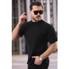 Erkek Kısa Kollu Örgü Kumaş Bisiklet Yaka T-Shirt