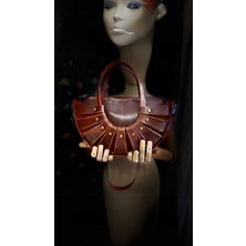 Carıdea El Yapımı Hakiki Deri Bayan Çanta, Clutch, El Omuz Çantası V36