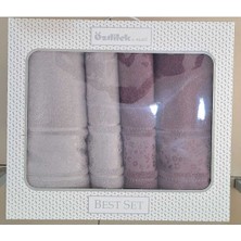 Camellıa Best Set Mürdüm Gri Hamam Seti 2 Havlu+2 Plaj Havlusu