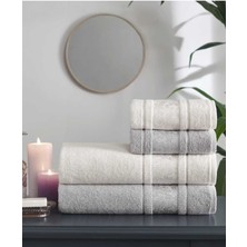 Camellıa Best Set Gri Krem Hamam Seti 2 Havlu+2 Plaj Havlusu