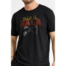 Solo Il Gala Sadece Sarı Kırmızı Maske Baskılı T-Shirt Siyah Tişört