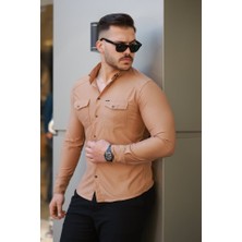 Erkek Çift Cepli Çıtçıt Düğmeli Uzun Kollu Gömlek